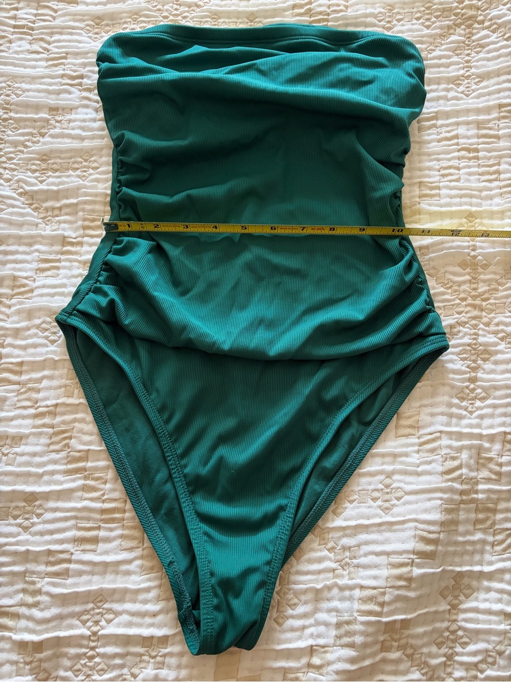 Strapless Emerald Green One-Piece Swimsuit - Picture 4 of 6